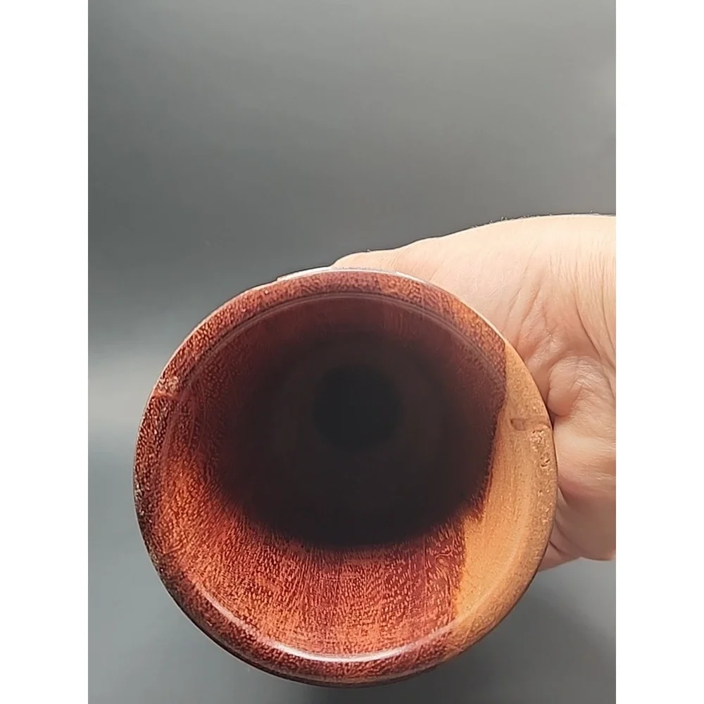 Vintage Artisan Handcrafted Hand turned‎ Two Toned Wooden Bud Vase 9